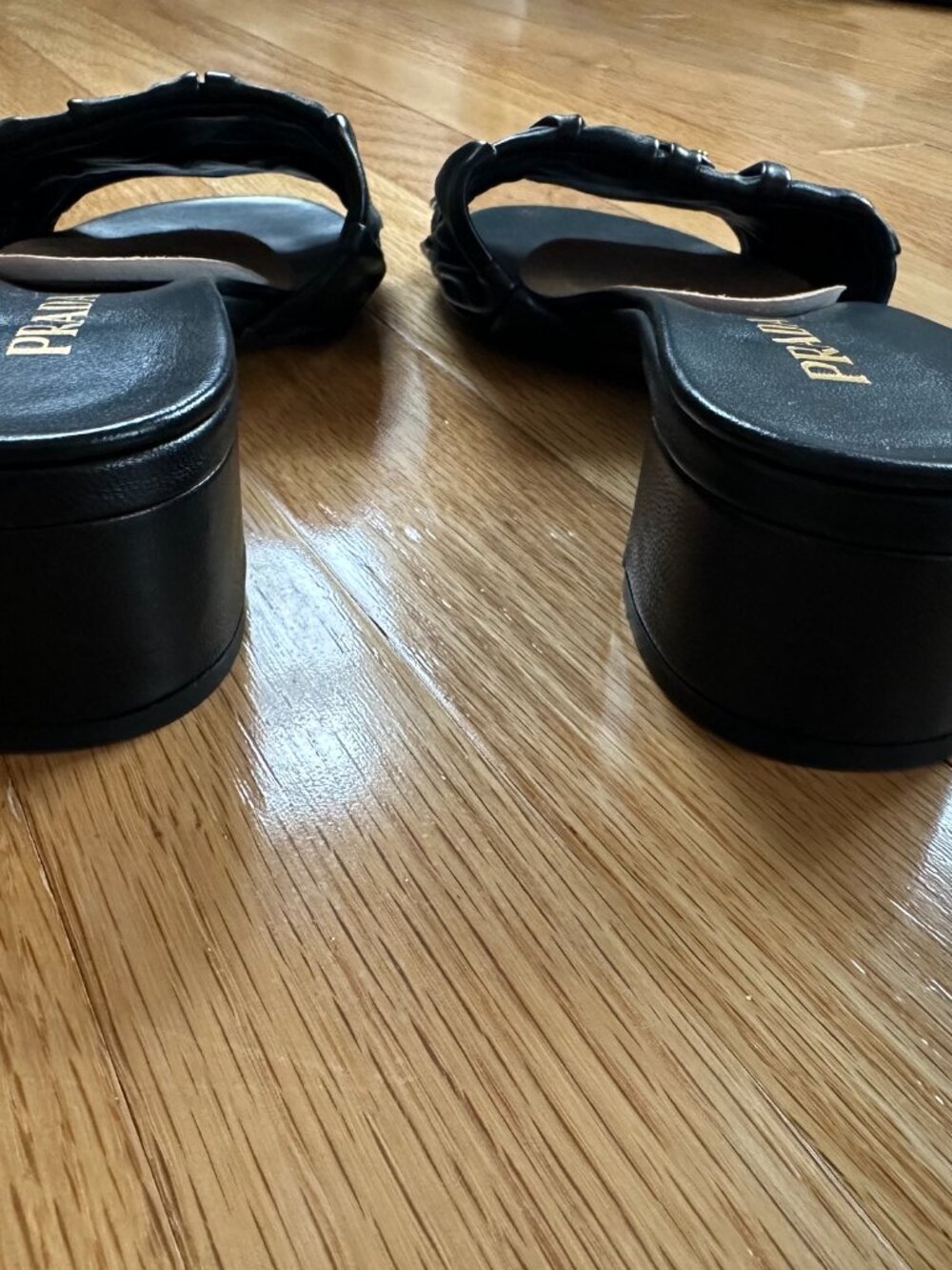 Prada Black 35mm Matelasse Nappa Leather Block Heel Sandals - Size 36.5 - Picture 6 of 8